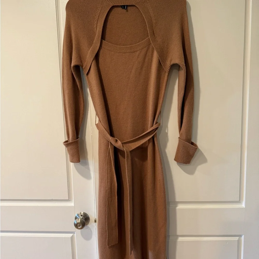 PAIGE Cherise long sleeve turtleneck cut out wool blend sweater dress - Picture 4 of 10